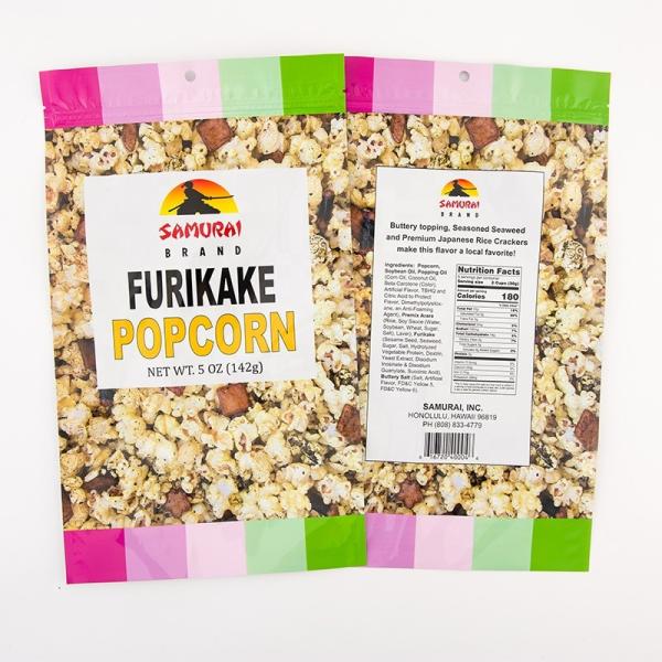 Three side laminated popcorn snack packaging bag with custom logo