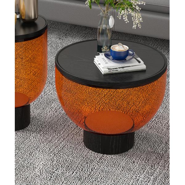 Round Tempered Glass Top Coffee Table OEM Bowl Coffee Table