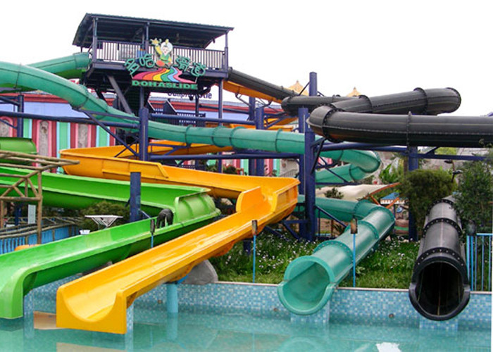 Interactive Family Water Slide , Adult Fiberglass Residential Pool Slides