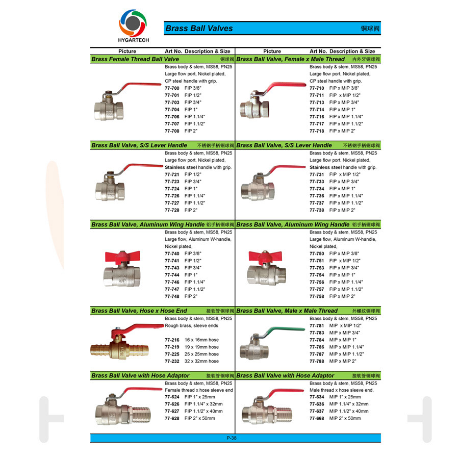 Lever Steel Handle Brass Ball Valve With Mf Thread Ends