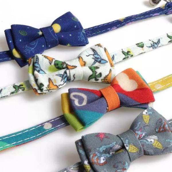 Adjustable Pet Cat Collar Breakaway with Cute Bow Tie and Bell for Kitty and Some Puppies