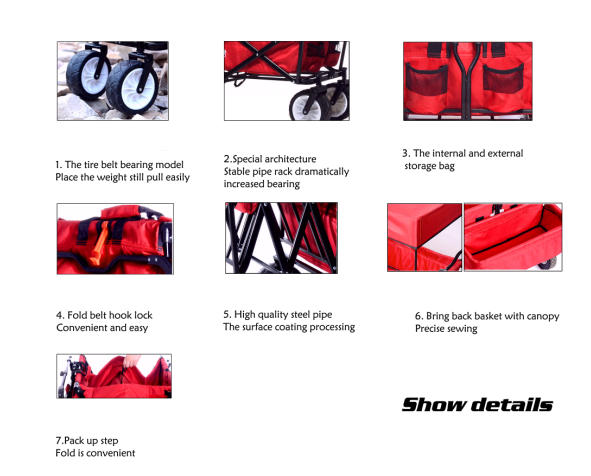 Logo Customized Logos Heavy Duty Steel Trolley Hand Folding Garden Cart for Shopping