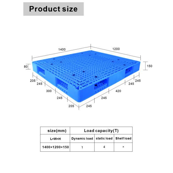 Customized Logo 1400x1200x150mm Heavy Duty Double Sides Plastic Pallets for Industrial