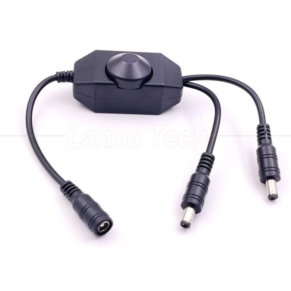 12v 1 Female to Splitter 2 Male DC Power on off Rotation Switch Controller LED Dimmer for Lamp