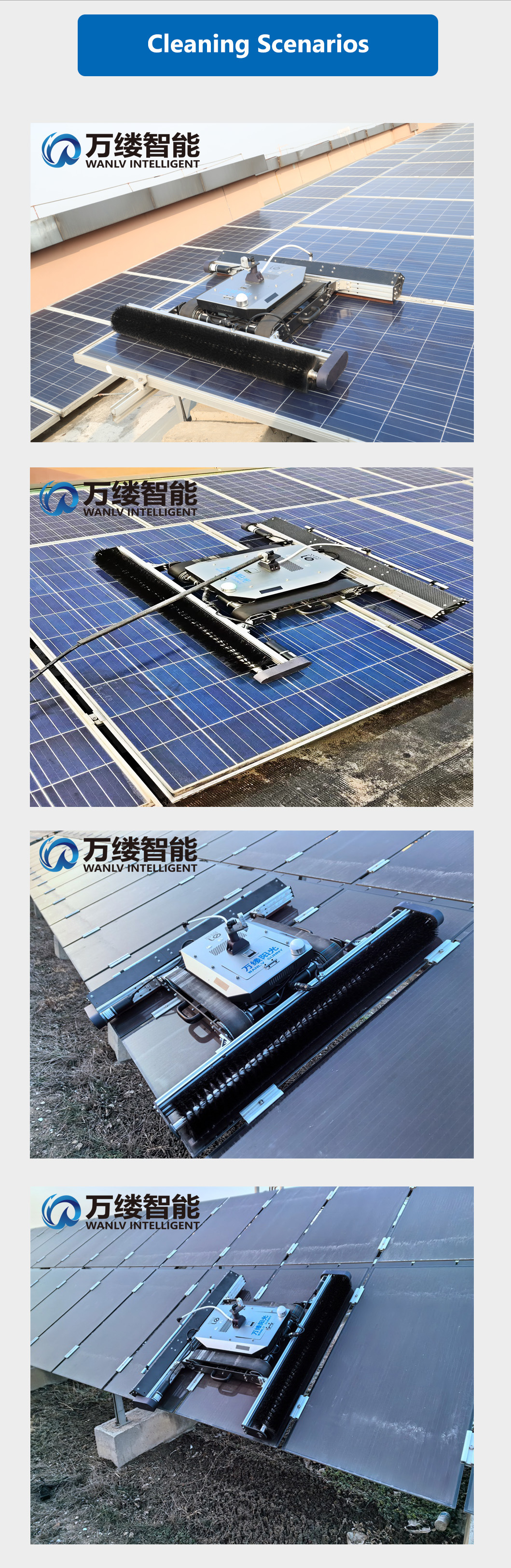 Innovative Solar Panel Cleaning Device for High-Efficiency Maintenance Large Area Solar Panels Photovoltaic Plants