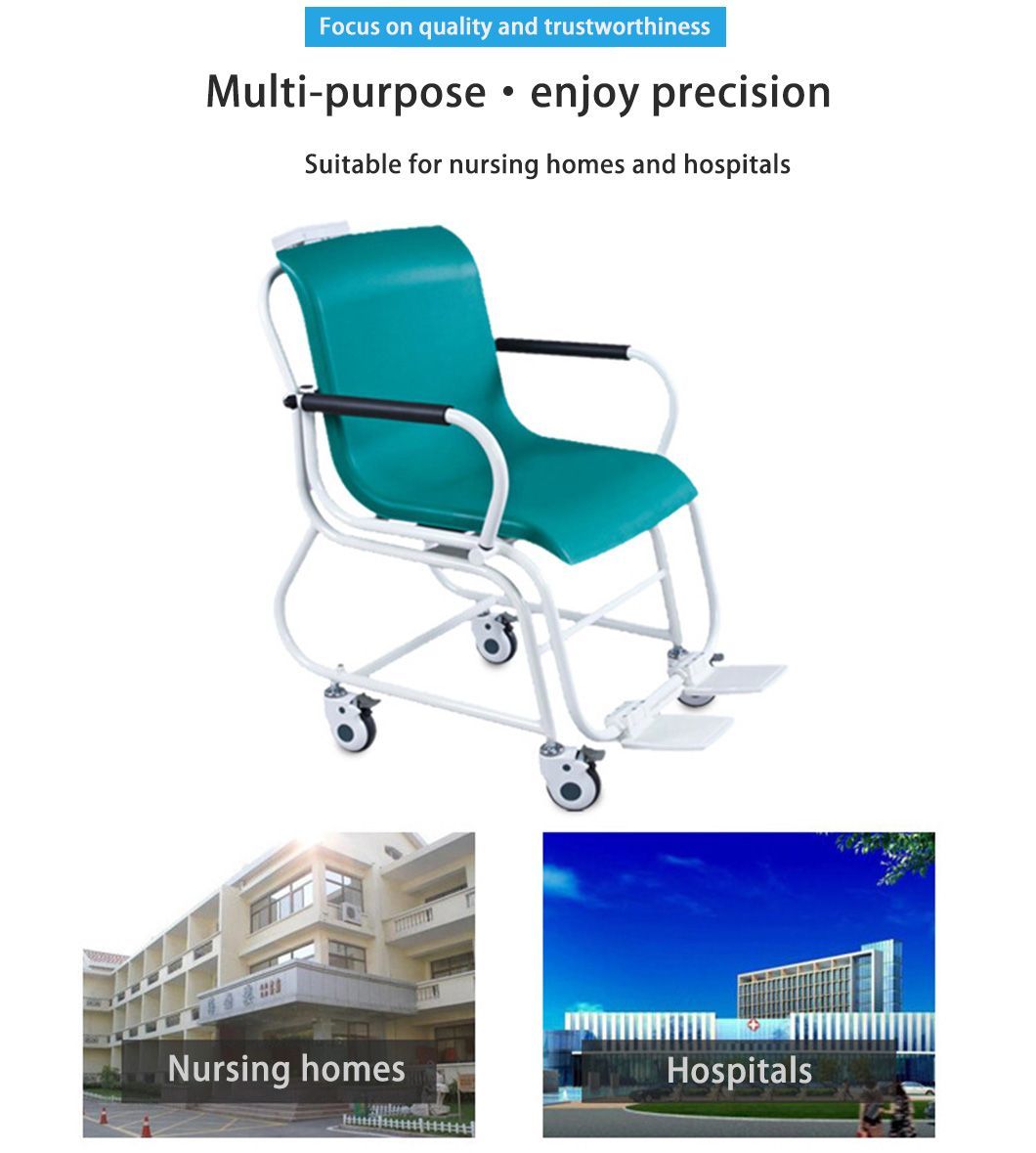 New Design Dialysis Wheelchair Scale Hospital Weighing Scales Green Electronic Wheelchair Scale with Wheel