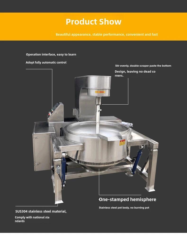 CE Certified Hummus Paste Cooking Pot with Mixer Machine with Agitator Ginger Paste Cooking Mixing Machine