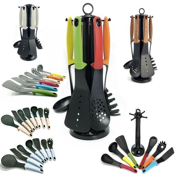 7 Pcs Non-stick Utensils Set with Heat Resistant Silicone Cooking Tools and TPR