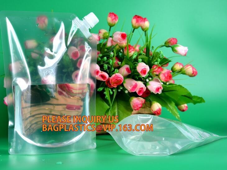biodegradable eco-friendly FDA clear juice sealed drink pouches translucent reclosable hand held zipper plastic drinking