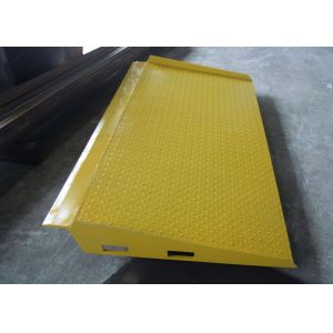 Yellow Mobile Hydraulic Loading Ramp On Ground Loading And Unloading