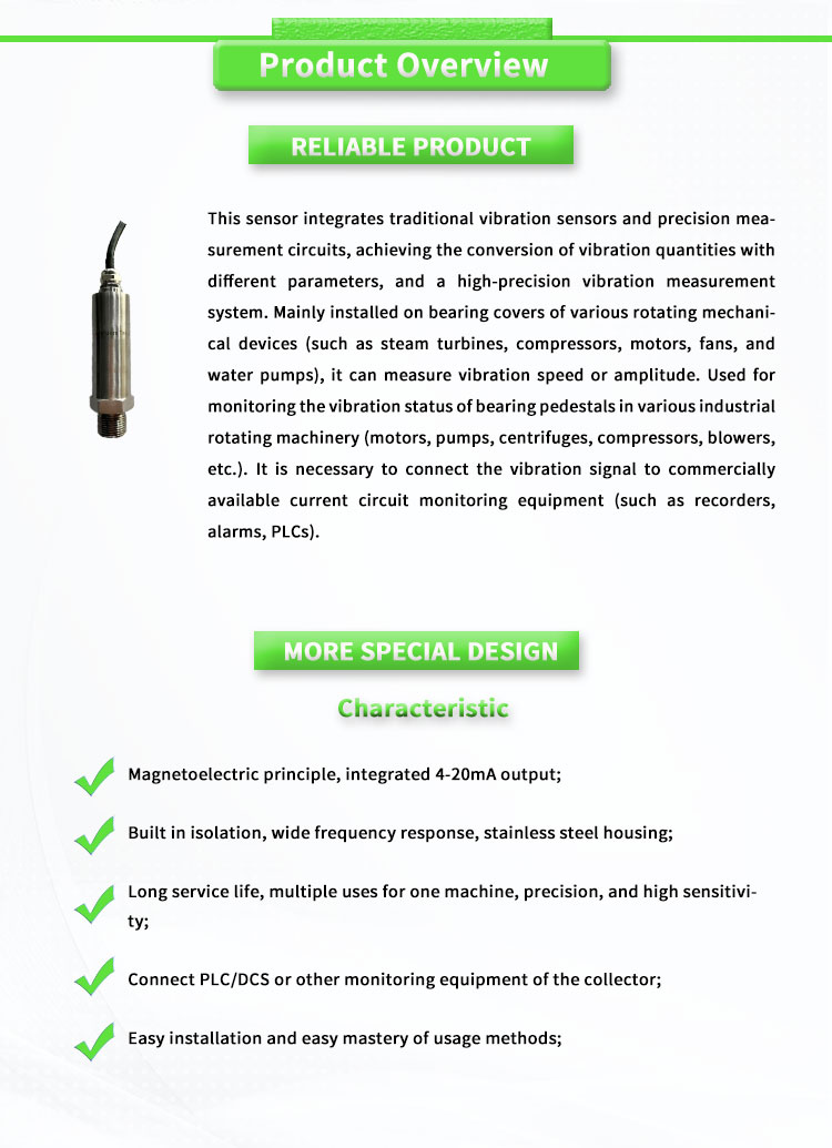 Maximum Vibration 2000g UBZD2000Y Vibration Transmitters For Rotating Machinery