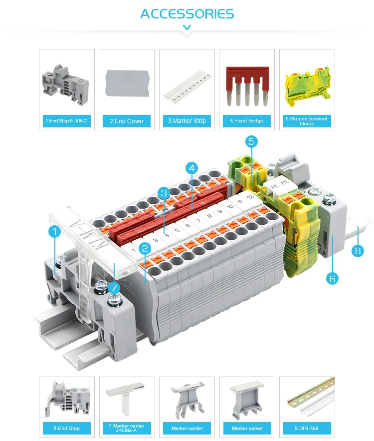 D-PT1.5 Barrier Plate For PT1.5 Wire Electrical Connector PT Type Din Rail Terminal Block Accessories D-PT 1.5 End Cover