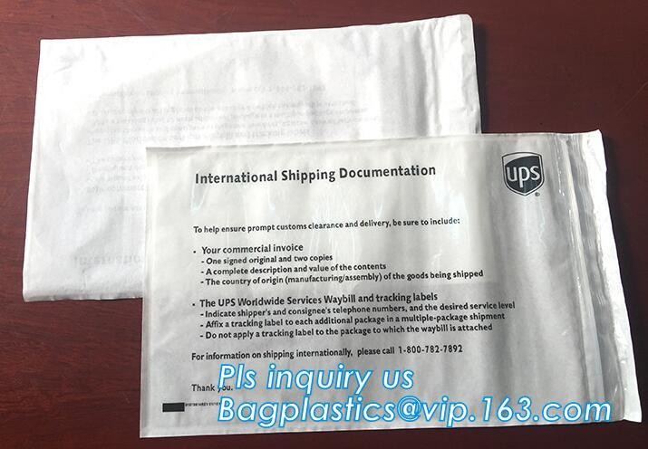 TNT DHL shipping packing list document envelopes, packing list padded envelope, tamper proof express use plastic packing