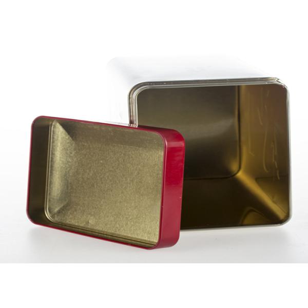 Airtight Rectangular Tea Storage Containers Red And Gold 0.23 MM Safe Recyclable Tinplate