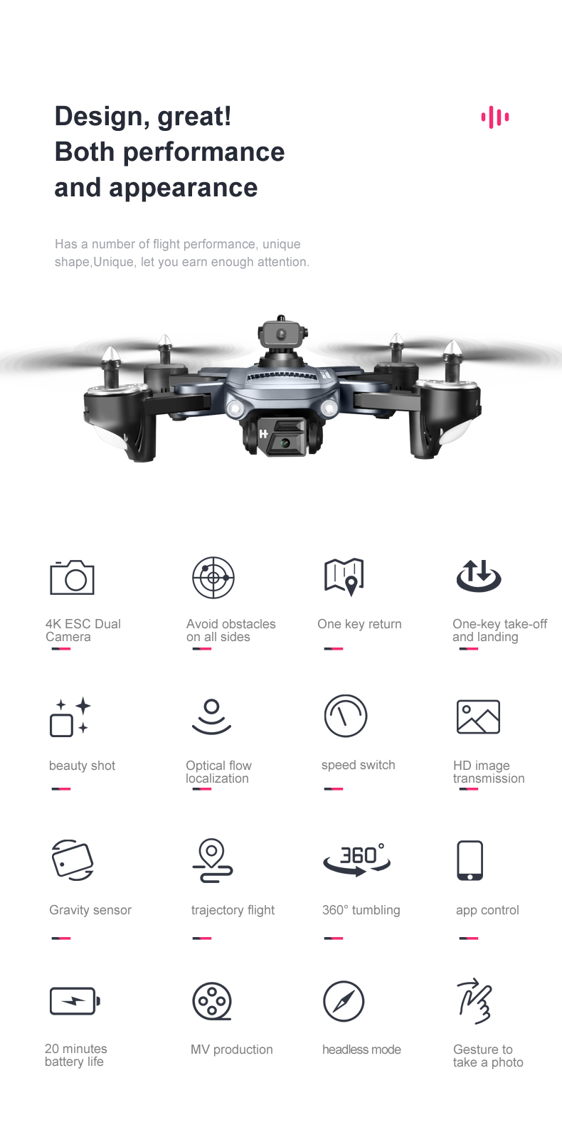 ESC HD Camera K7 Drone Optical Flow Positioning and Electrically Adjustable Remote Control for definition Aerial Photography