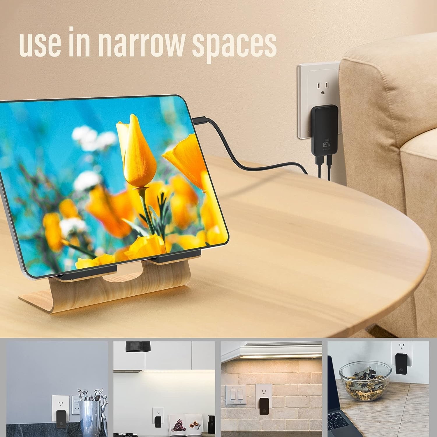 USB Type C PD Wall GaN Fast Charger 65W US UK Plug Power Adapter QC 3.0 Foldable
