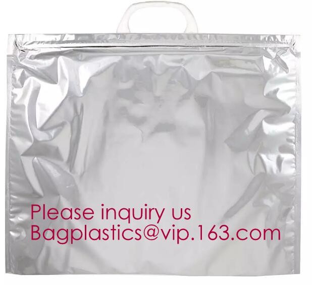 Custom Packing Aluminum Foil Zip-Lock Grocery Handle Thermal Insulation Cooler Bag For Outdoors,Promotional Insulated La