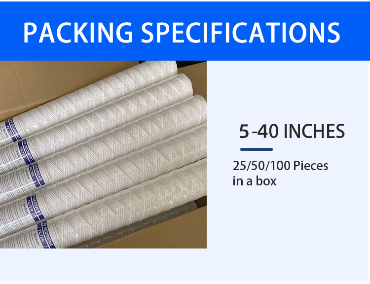 10" 5m Water Filter PP String Wound Filter Cartridge with Video Outgoing-Inspection