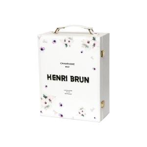 Flocking Lining PU Leather Wine Gift Packaging Boxes , 3 Bottle Wine Box With Double Clasps