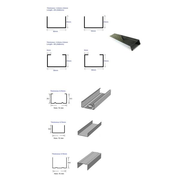 Customized C Shape U Stud And Track Roll Forming Machine Galvanized steel frame making machine