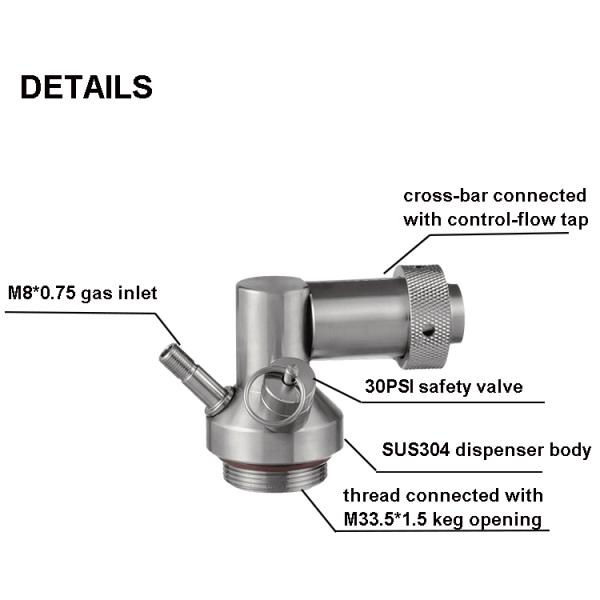 Solid Sturdy Firmly SUS304 Mini Keg Beer Dispenser For Flow Control Tap