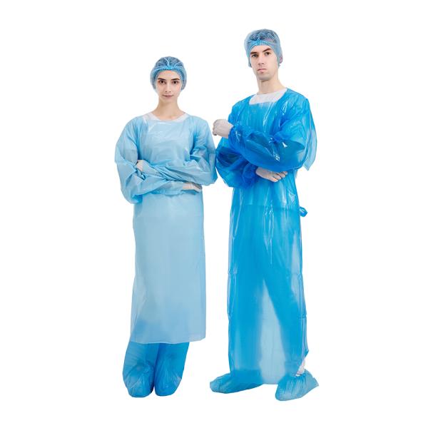 AAMI PB 70 Disposable CPE Gown , CPE Isolation Gown for operation room