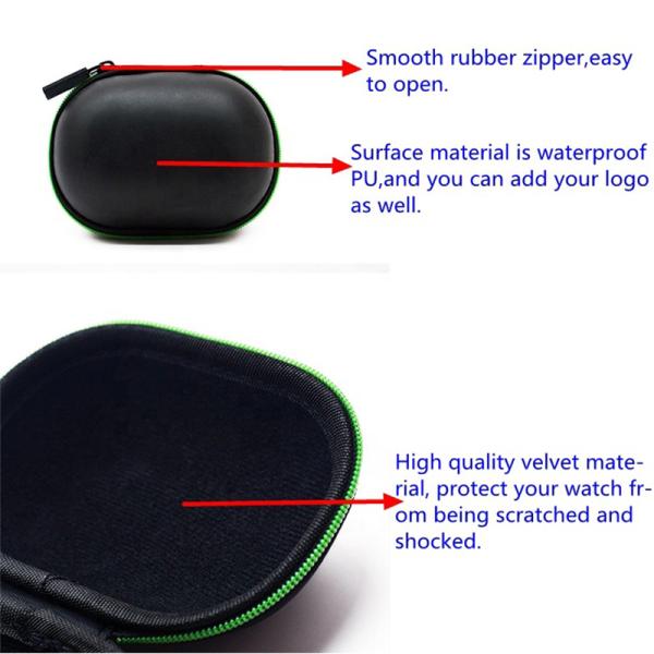 BBKE Luxury Single EVA Watch Case Zipper Closed Embossed Logo