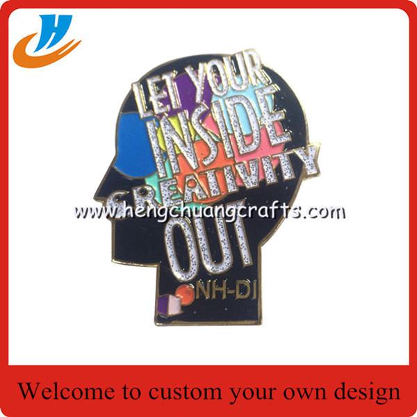 Apple shape metal badge,Apple lapel pin with button high quality wholesale