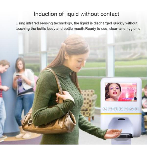 Standing Plastic Android Advertising Screen Non Contact Automatic Spray Hand Wash Advertising Kiosk