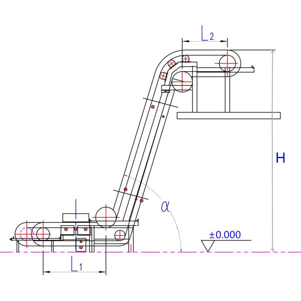 Large Angle Z Cleated 800mm Sidewall Belt Conveyor