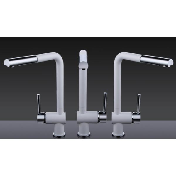 White Pull Out Rotatable Kitchen Scandinavian Copper Sink Faucet