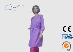 Non Woven Disposable Purple Spa Robe Opening Cuffs Style CE / ISO Certificate
