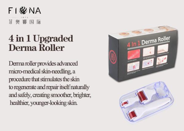 Quality Microneedle face derma roller 4 in 1 titanium 300/720/1200 needles with 3 replaceable rollers for sale