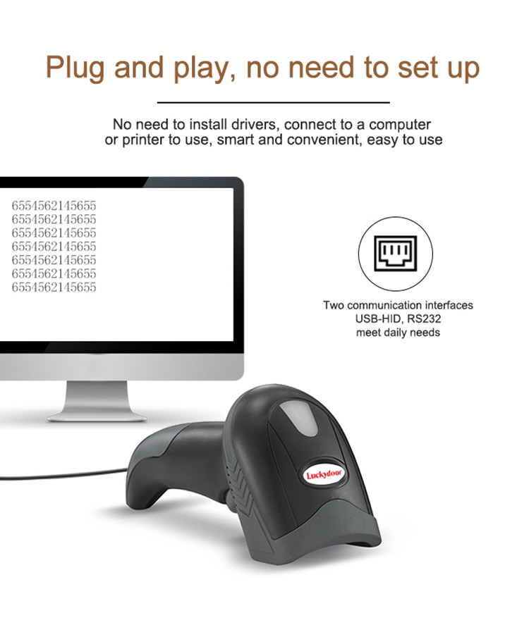 Handheld 1D 2D Barcode Scanner Wired Android Portable Bar QR Code Reader