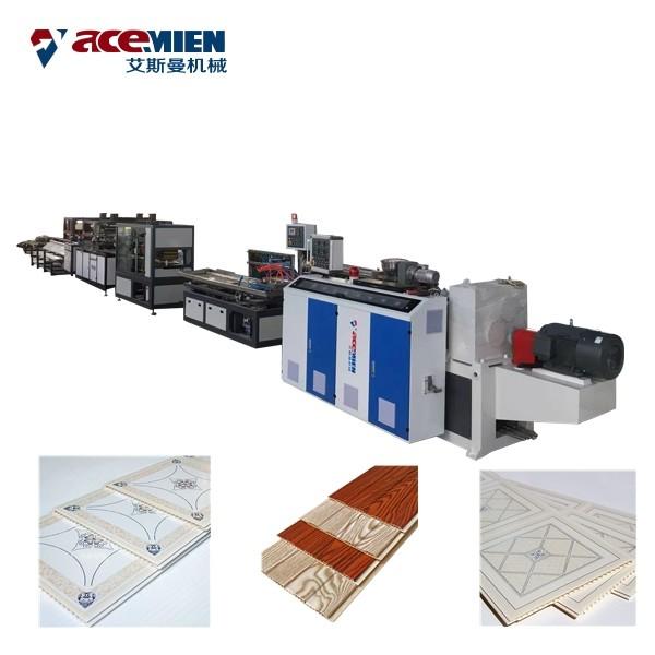 Double Color Printing PVC Ceiling Panel Making Machine With Vacuum Calibration
