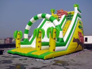 China Inflatble Slide / inflatable rainbo slide with palm tree 0.55mm PVC Tarpaulin wholesale
