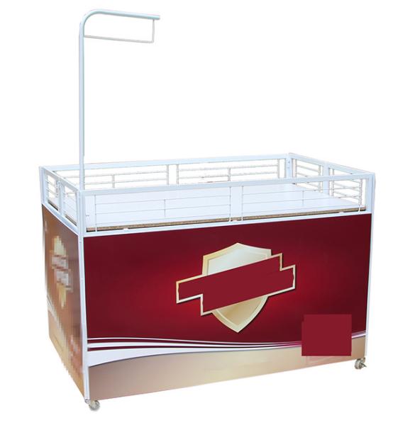 Quality White Color 760mm Depth Storage Promo Table With Umbrella Portable for sale