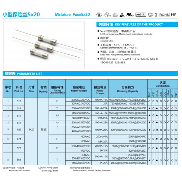 TUV UL PSE Ceramic Tube Miniature Cartridge Fuse 614 30A 250V With Axial Lead 38mm