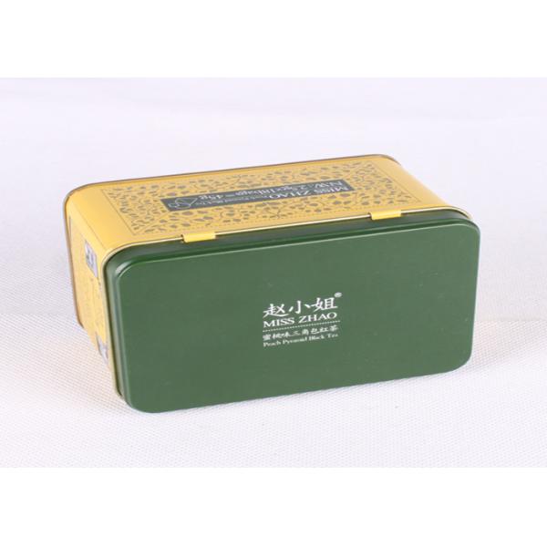 YT1169 Rectangle Embossed Metal Tea Tin Box Container Lid Hinged With Custom Printing
