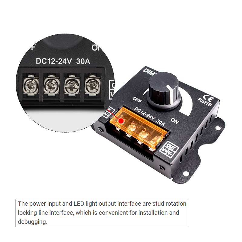 30A 12V LED Dimmer Switch Stepless Brightness Adjustment For LED Single Color