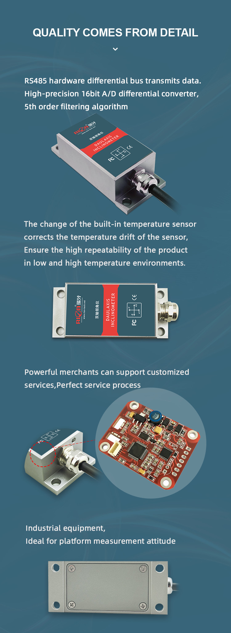 SCA126T Tilt Sensor Inclinometer Tilt Angle Meter RS232 RS422 Output
