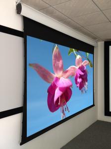 China Tensioned 3d Movie Theater Projection Screen , Widescreen Roll Up Projection Screen wholesale