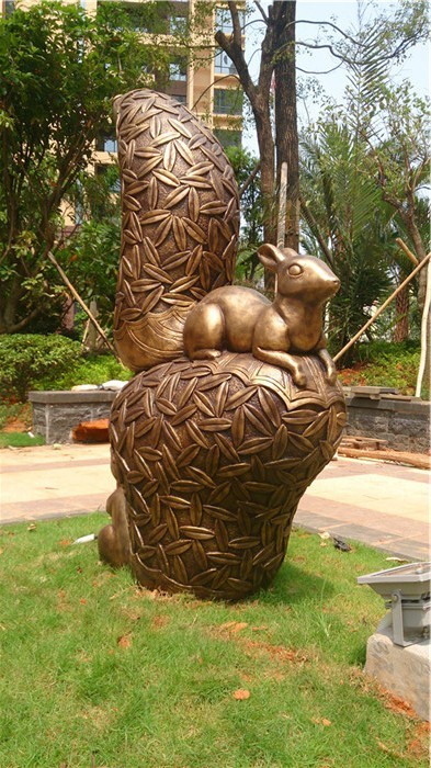 3 M Metal Animal Sculptures Outdoor Bronzed Squirrel Garden Statue