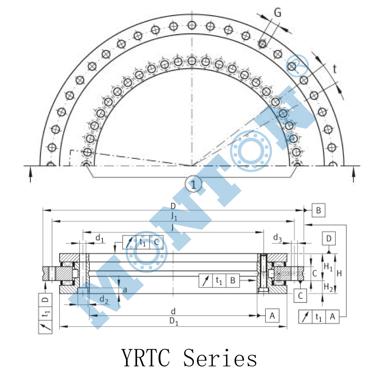 YRTC120 heavy duty turntable bearing  use for machine tool cnc