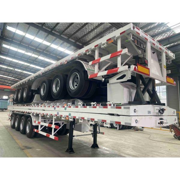 China 3 Axle 20ft 40ft Container Trailer Cargo Flat Bed Flatbed Semi Trailer With Container Lock