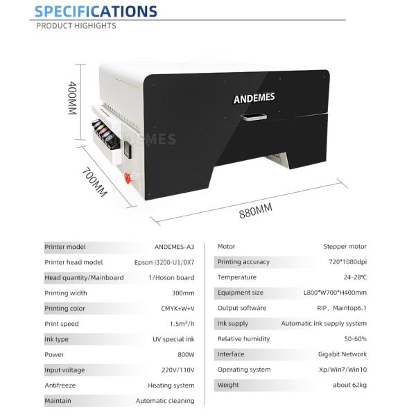 A3 UV DTF Printer DX7 Designed For Easy Operation And Startup Business
