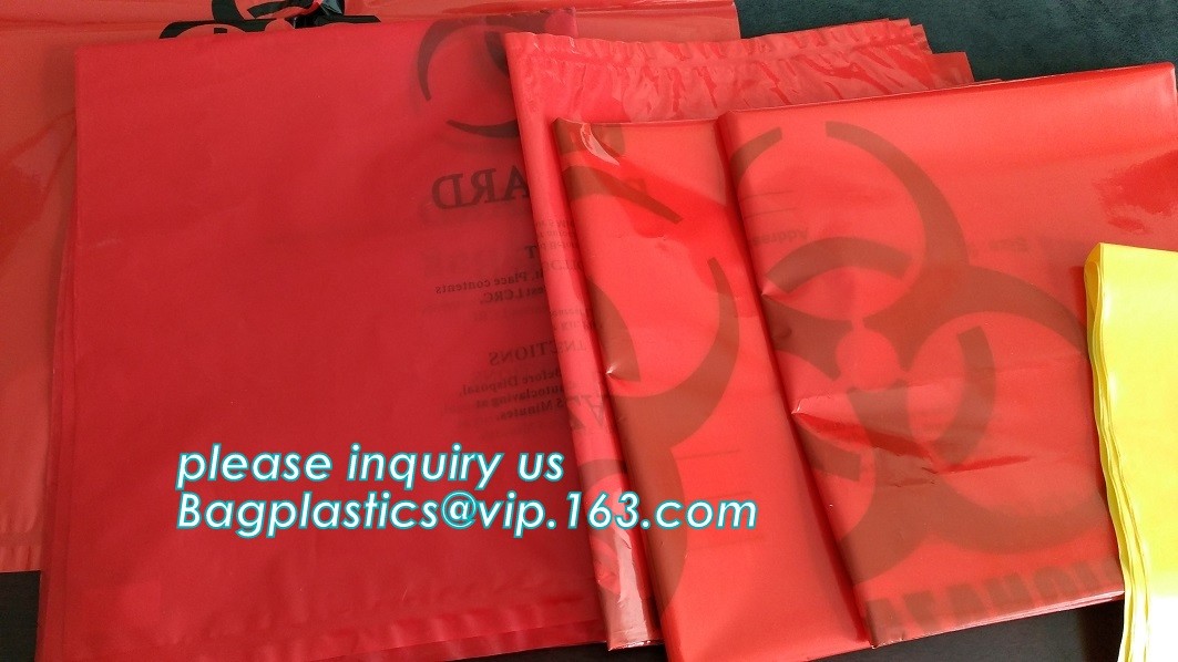 LDPE biohazard waste bin bags disposable medical autoclave bags, biohazard specimen bag plastic adhesive flat bag, bagea