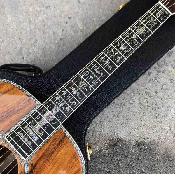 Factory KOA wood classic acoustic guitar,Life tree Ebony Fingerboard,Abalone inlays and binding,China 41 inchs acoustic