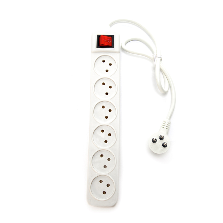 Customized Yes 5 Ways Power Strip Connected with Extension Cord Israel Industrial Surge Protector White