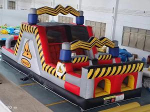China Danger Obstacles Inflatable Bounce House Castles With Two Slides wholesale